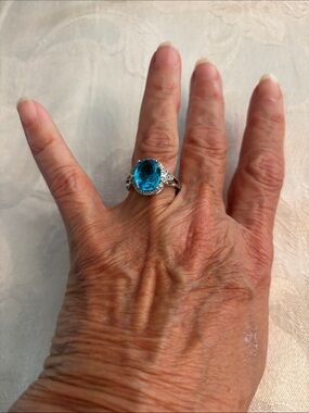 Sterling Silver Blue Topaz Cocktail Ring - Elegant Statement